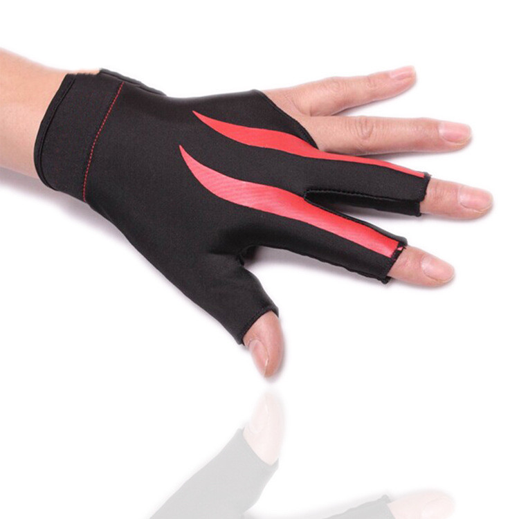 1pc Billiards Three Finger Gloves Lycra Anti Skid Snooker Billiard Cue Glove Pool Left Hand High Elasticity for Unisex